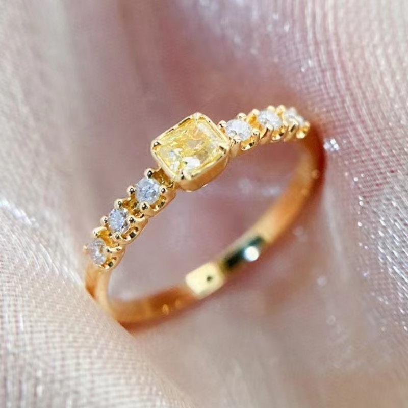 Modeschmuckhersteller 18K/14k/10k/9k gold einzeln gelbe diamant stein frauen goldringe designs