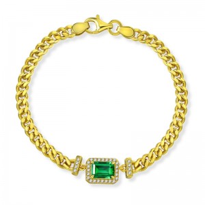 2022 NEU 1CT Kultivierter Emerald 5*7 kubanisches Armband Europäischer und amerikanischer Retro -Schmuck